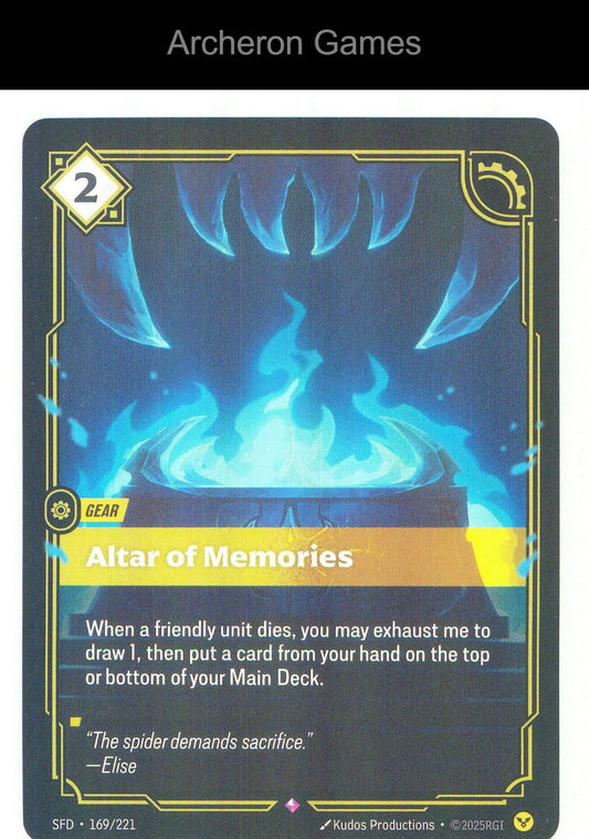 Altar of Memories SFD 169/221 R Spiritforged Riftbound Card Foil