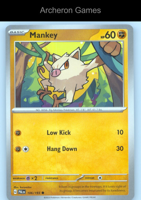Pokemon Card Mankey PAL 106/193 C Paldea Evolved