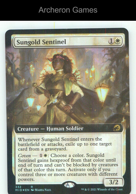 Sungold Sentinel (Extended Art) MID 332 R MTG Card NM/EX+ Foil