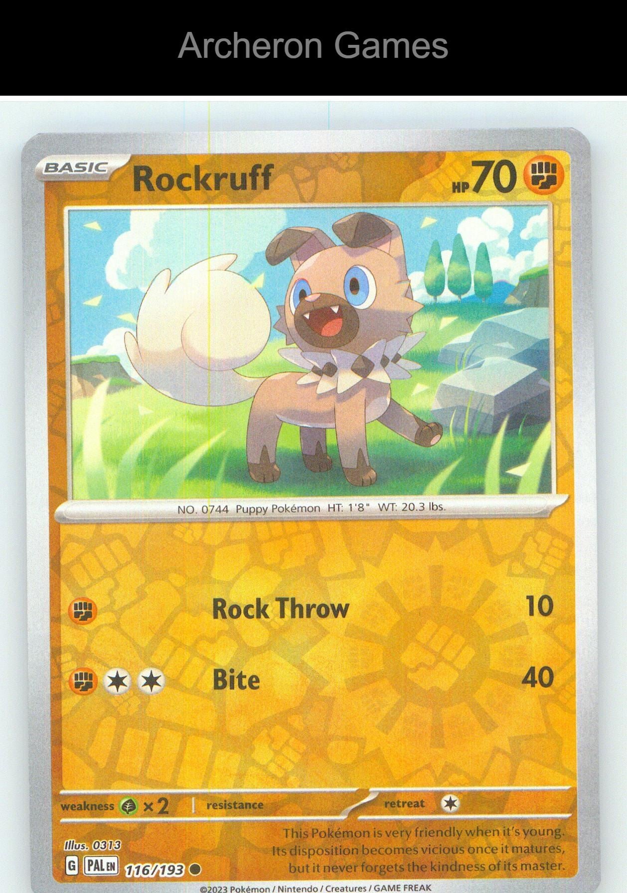 Pokemon Card Rockruff PAL 116/193 C Paldea Evolved Reverse Holo