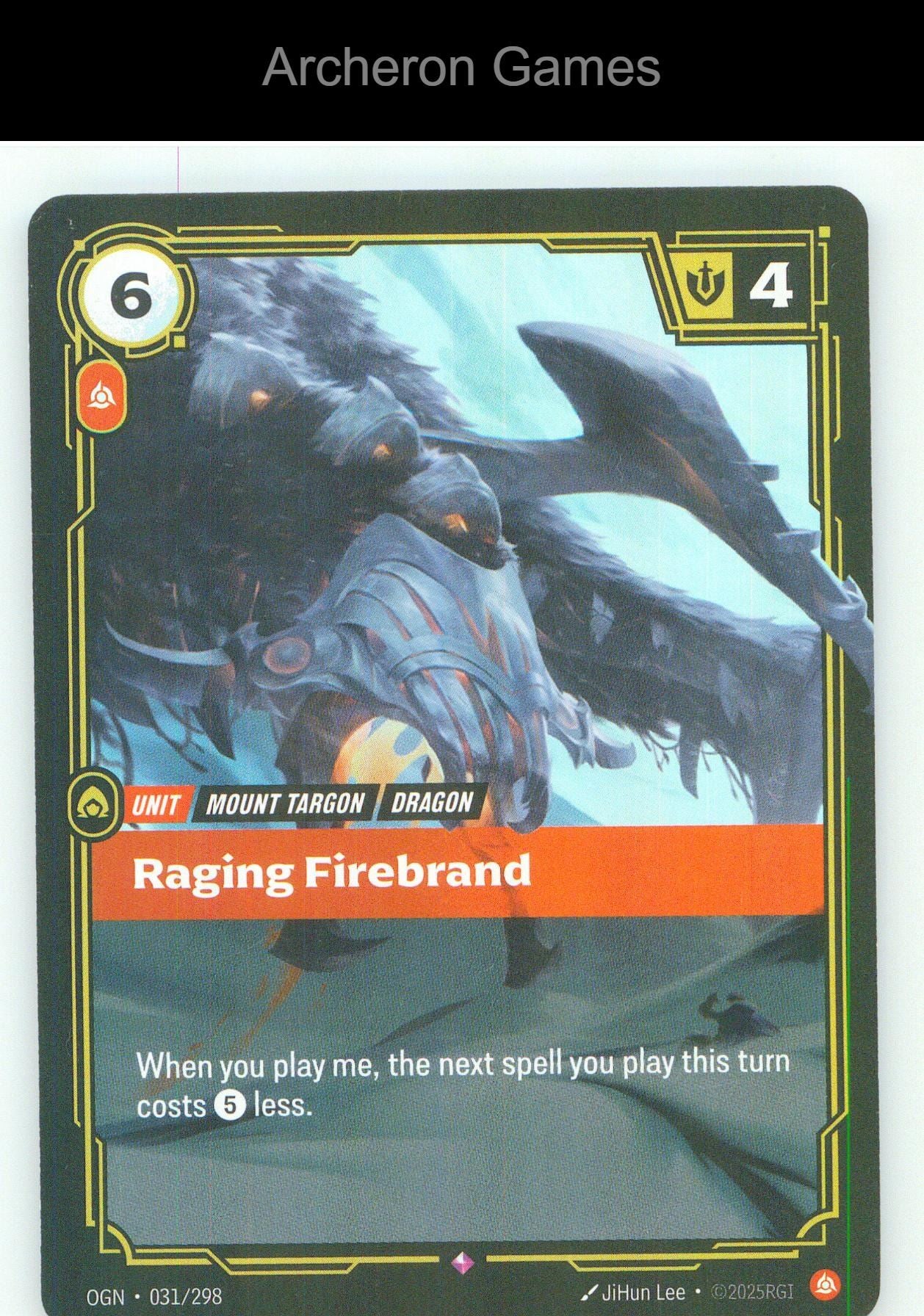 Raging Firebrand OGN 031/298 R Origins Riftbound Card Foil