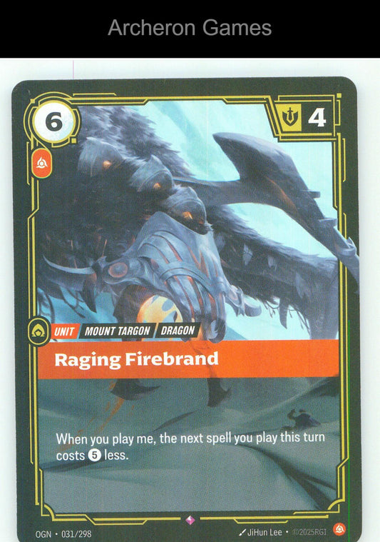 Raging Firebrand OGN 031/298 R Origins Riftbound Card Foil