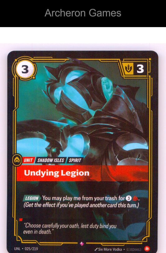 Undying Legion UNL 025/219 R Unleashed Riftbound Card