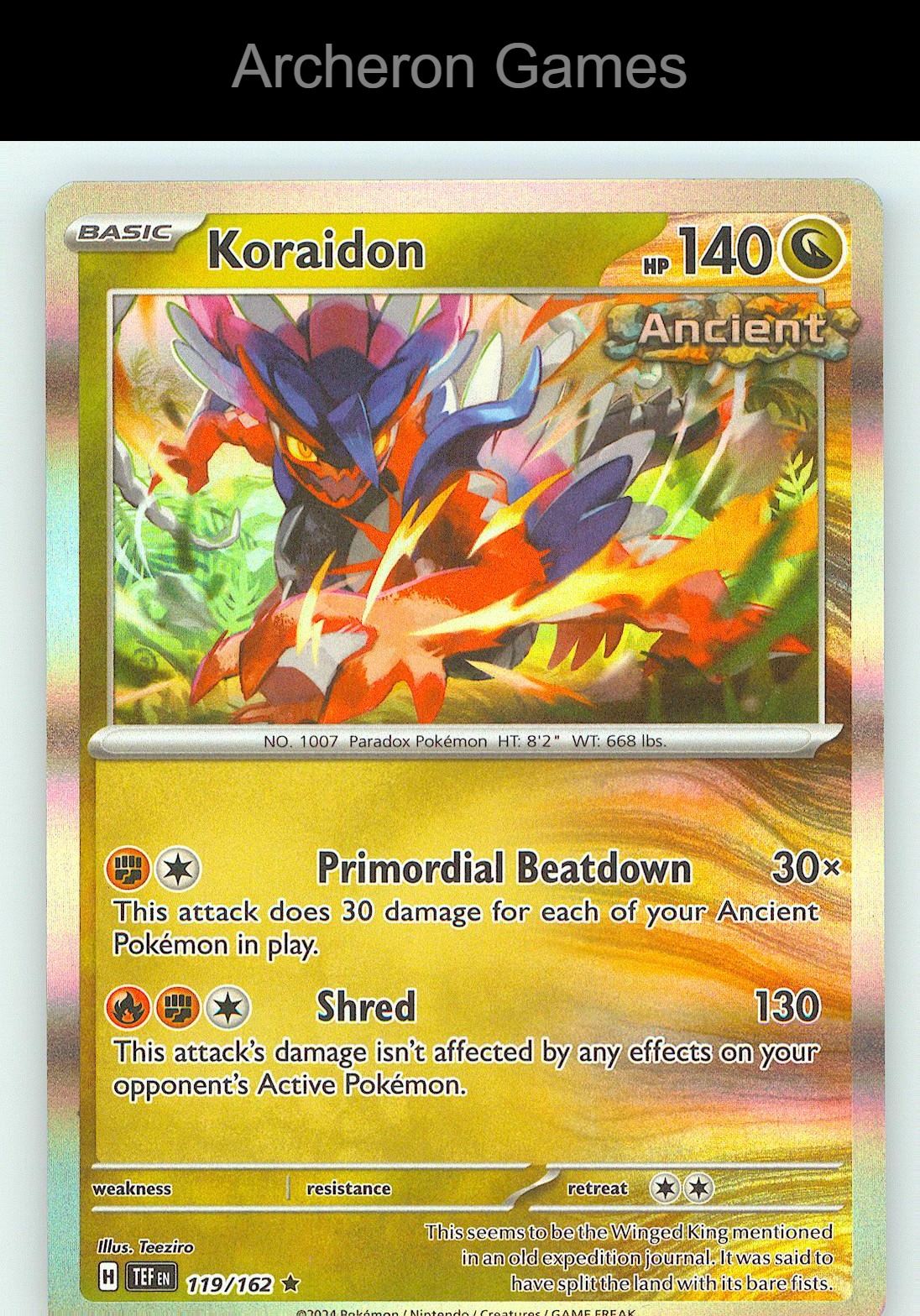 Pokemon Card Koraidon TEF 119/162 R Temporal Forces Holo