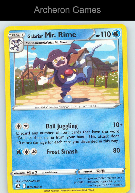 Pokemon Card Galarian Mr. Rime BST 035/163 R Battle Styles