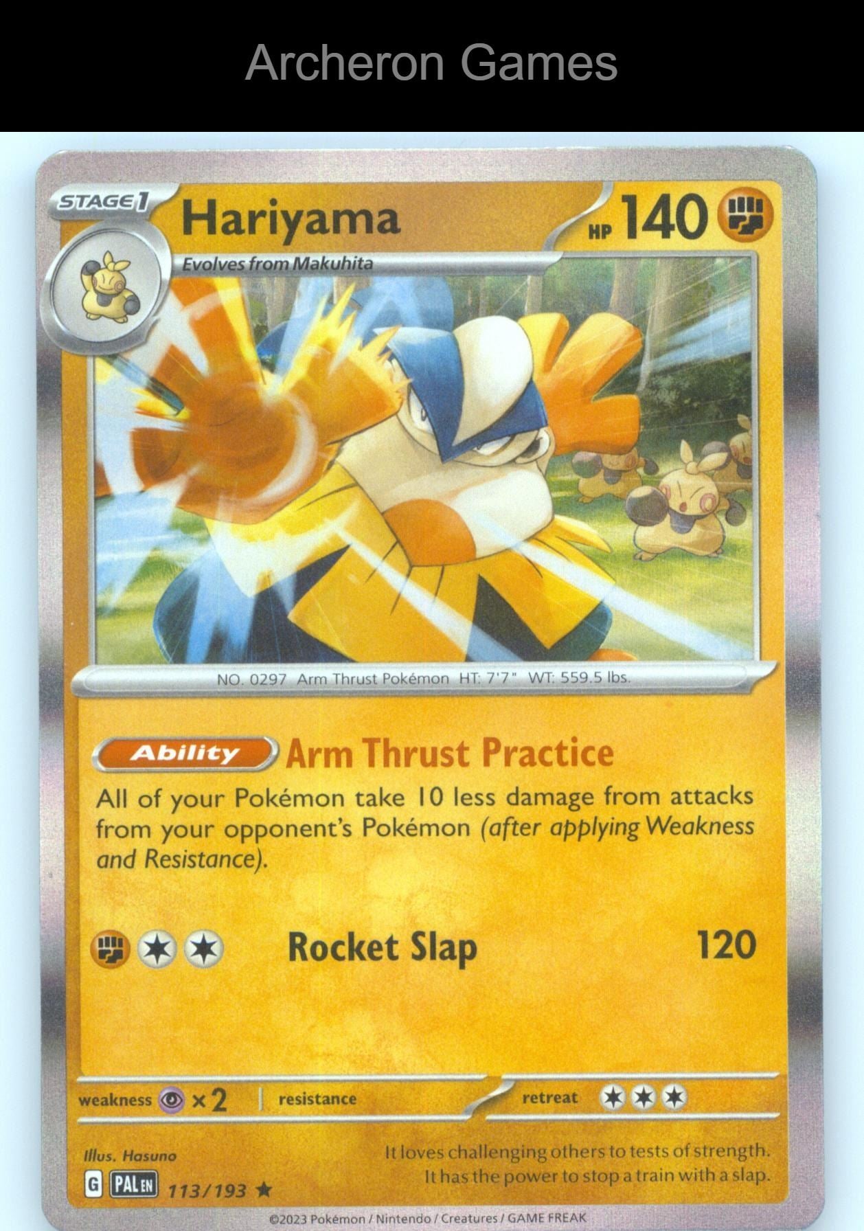 Pokemon Card Hariyama PAL 113/193 R Paldea Evolved Holo