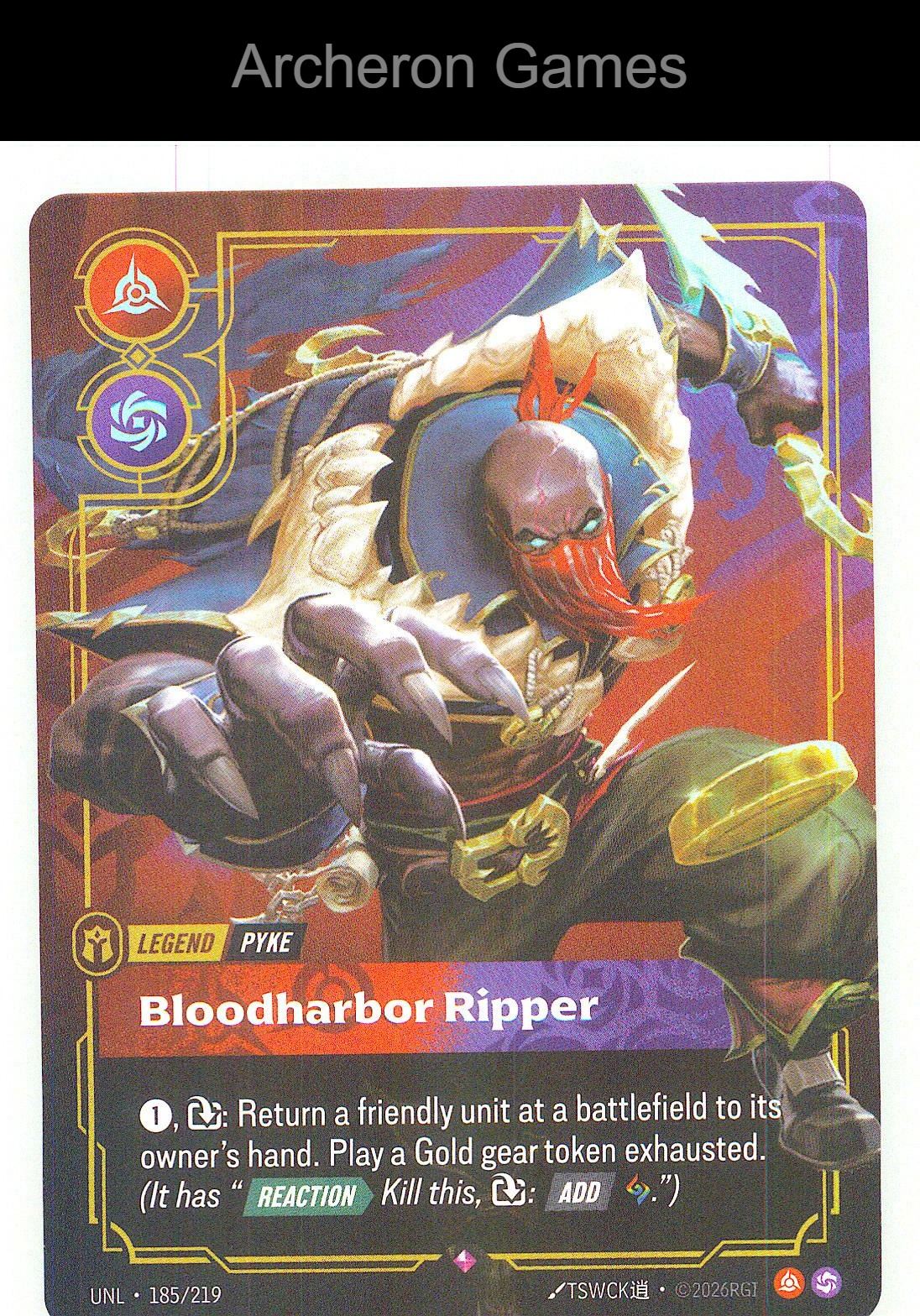 Pyke - Bloodharbor Ripper UNL 185/219 R Unleashed Riftbound Card