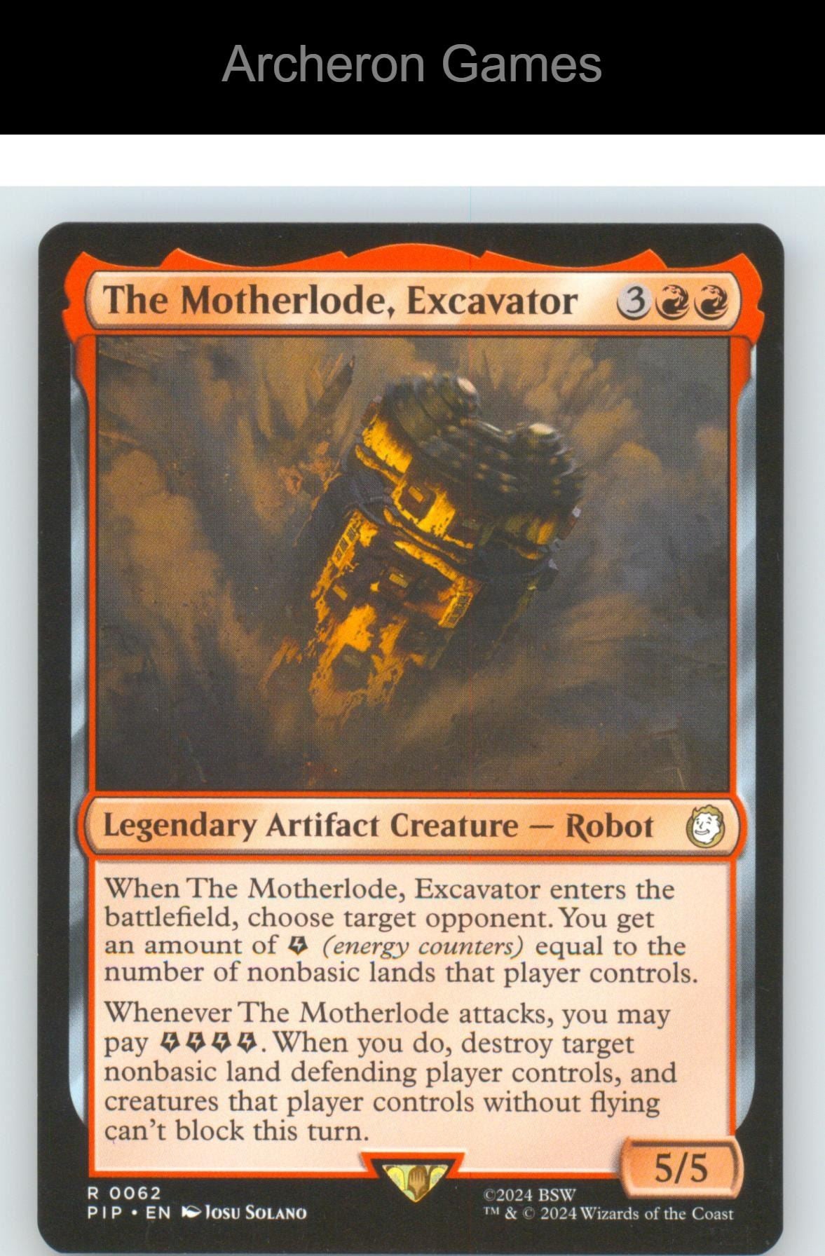 The Motherlode, Excavator PIP 62 R MTG Card NM/EX+