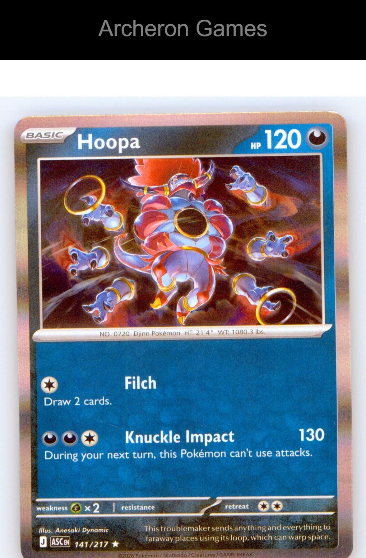 Pokemon Card Hoopa ASC 141/217 R Ascended Heroes Holo