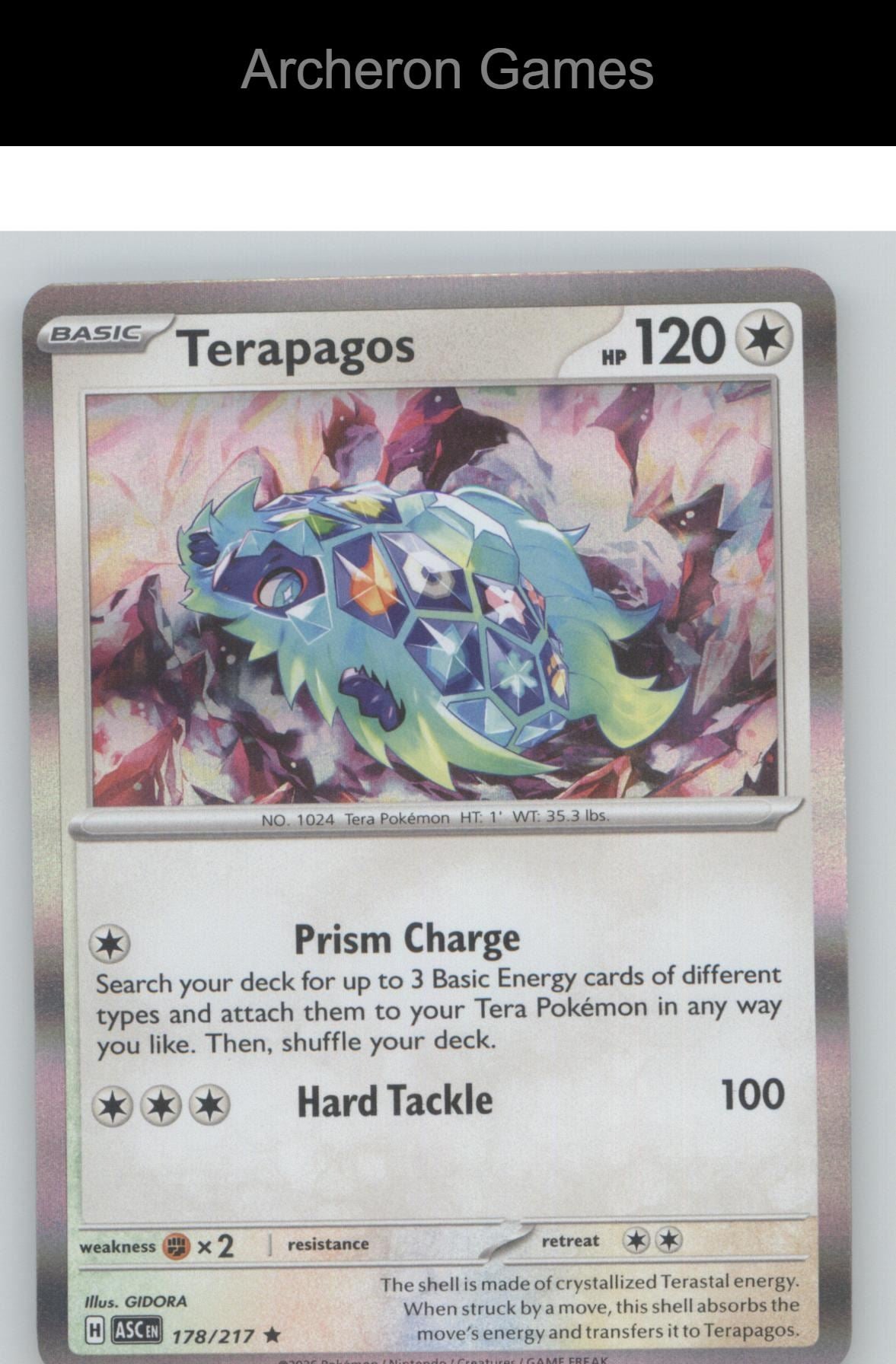 Pokemon Card Terapagos ASC 178/217 R Ascended Heroes Holo
