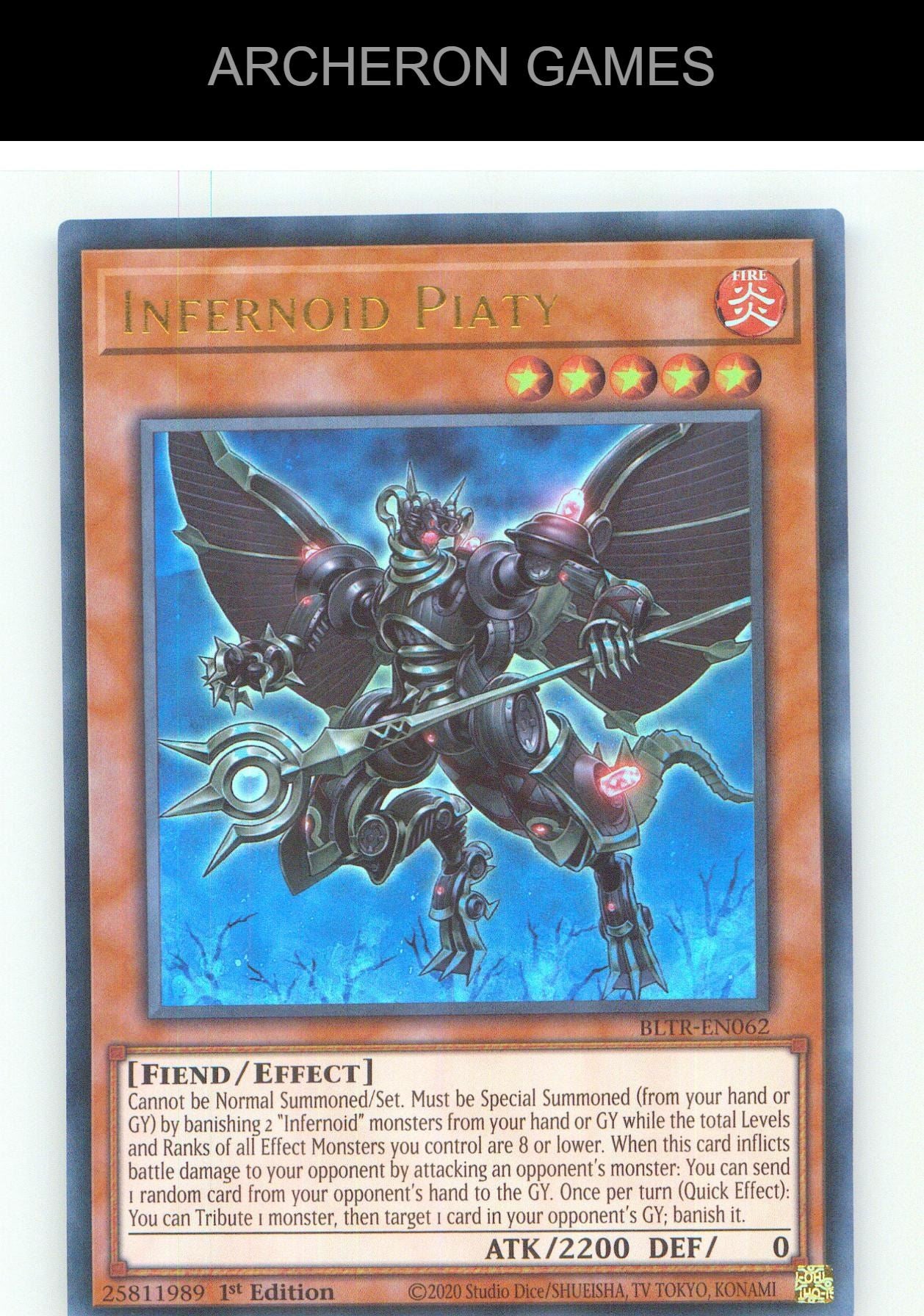 Infernoid Piaty UR YUGIOH Card 1st Edition