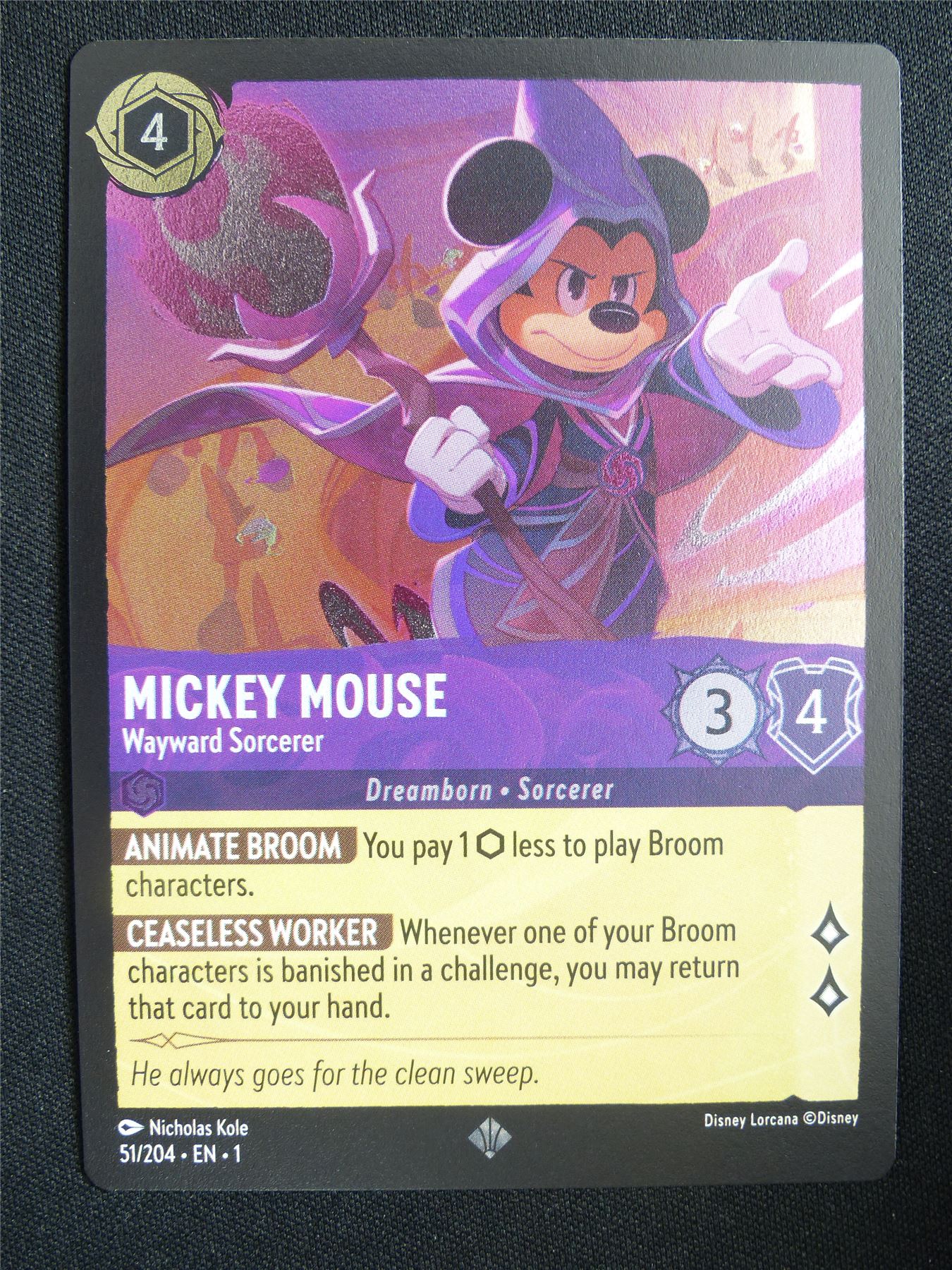 Mickey Mouse Wayward Sorcerer 51/204 Foil - Lorcana Card #18H