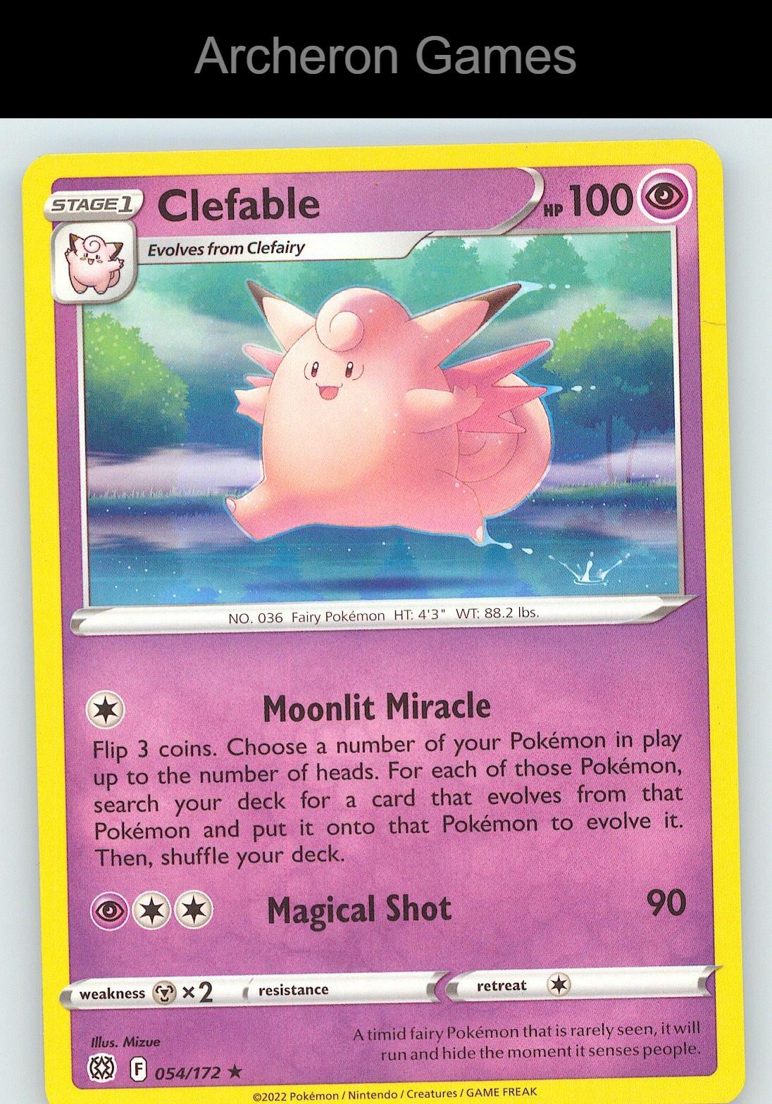 Pokemon Card Clefable BRS 054/172 R Brilliant Stars
