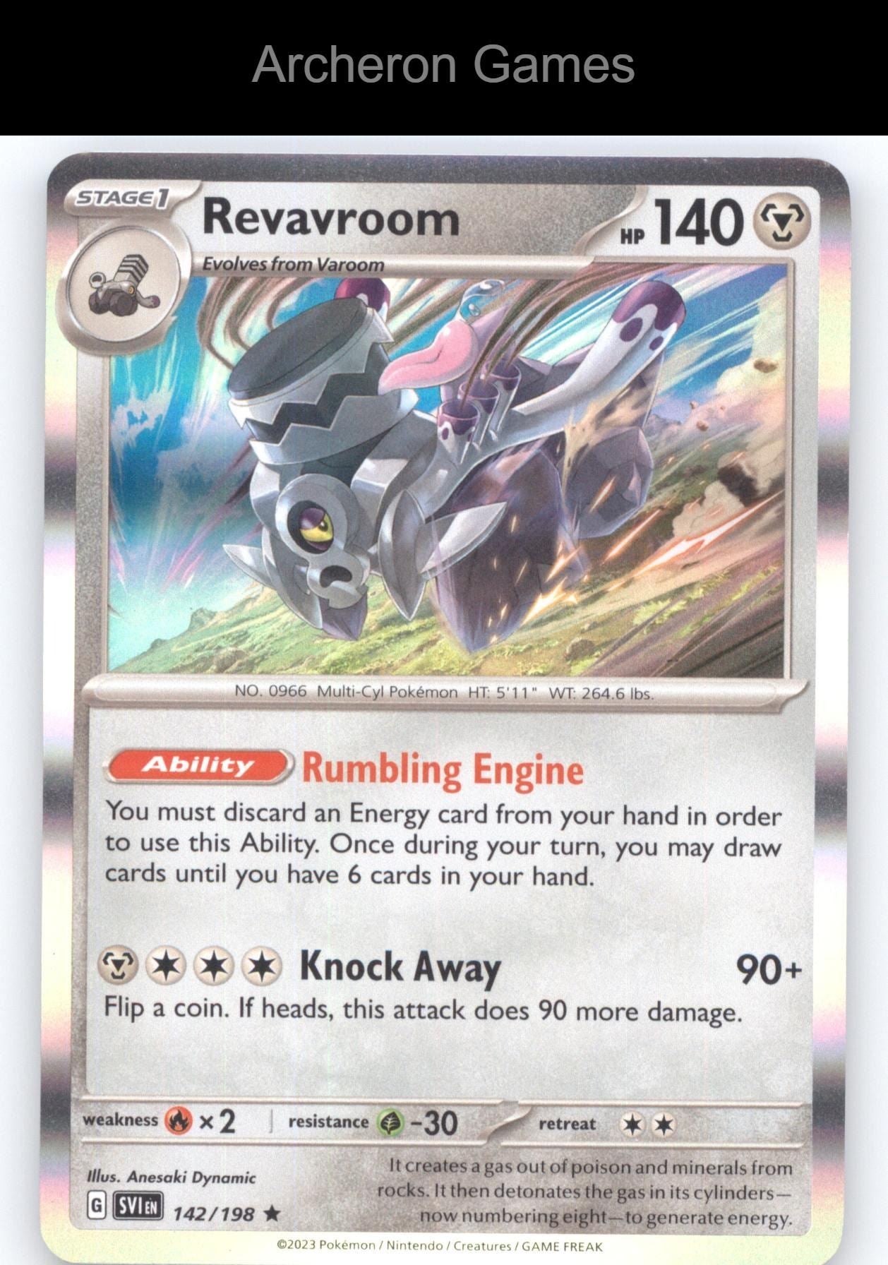 Pokemon Card Revavroom SVI 142/198 R Scarlet & Violet Holo