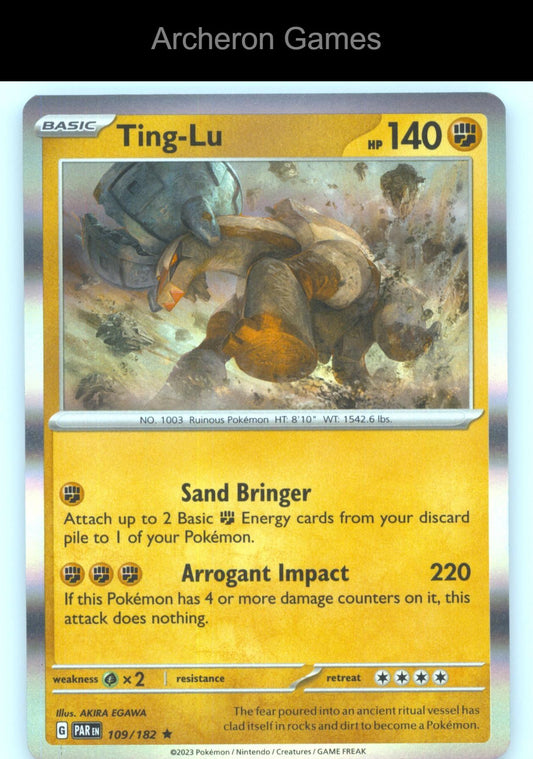 Pokemon Card Ting-Lu PAR 109/182 R Paradox Rift Holo