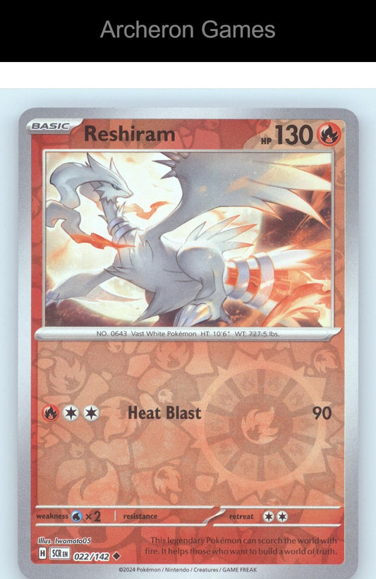 Pokemon Card Reshiram SCR 22/142 UC Stellar Crown Reverse Holo