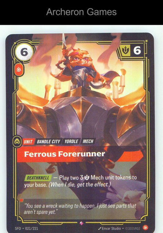 Ferrous Forerunner SFD 021/221 R Spiritforged Riftbound Card Foil