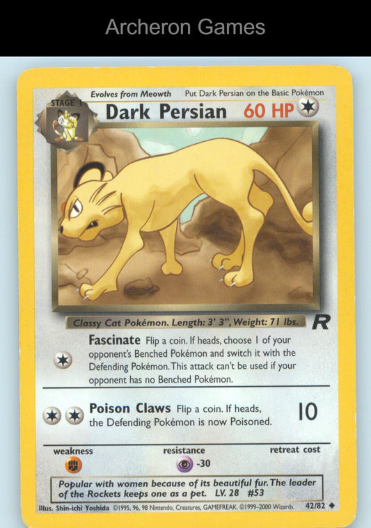 Pokemon Card Dark Persian TR 42/82 UC Team Rocket Unlimited