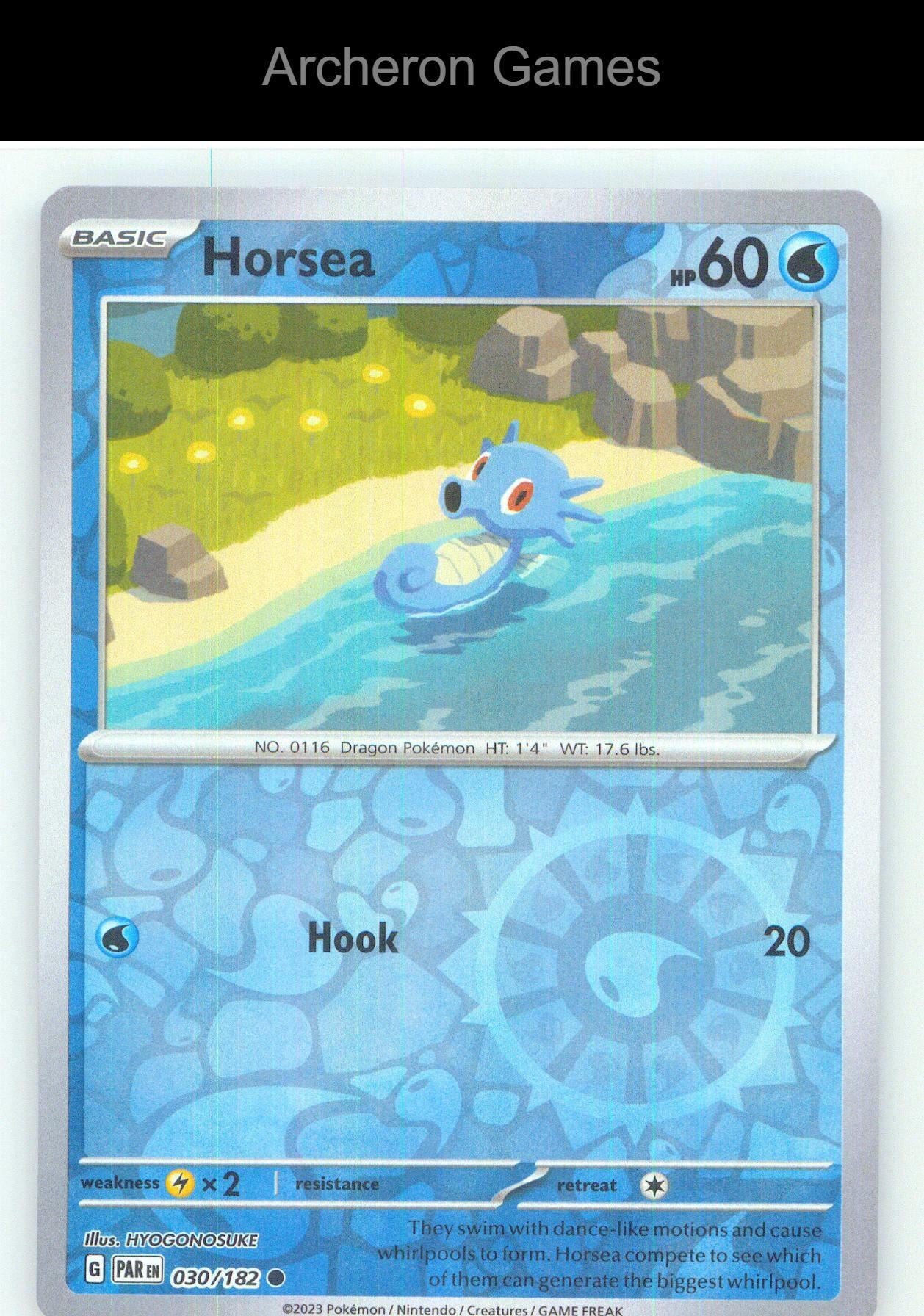Pokemon Card Horsea PAR 030/182 C Paradox Rift Reverse Holo