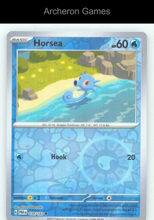 Pokemon Card Horsea PAR 030/182 C Paradox Rift Reverse Holo