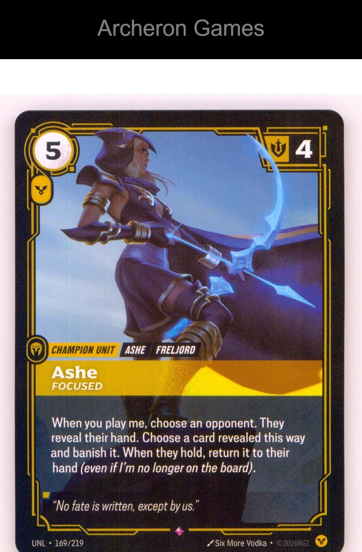 Ashe - Focused UNL 169/219 R Unleashed Riftbound Card