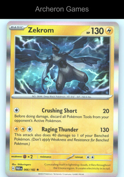 Pokemon Card Zekrom PAR 066/182 R Paradox Rift Holo