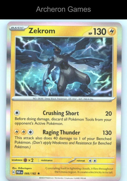 Pokemon Card Zekrom PAR 066/182 R Paradox Rift Holo