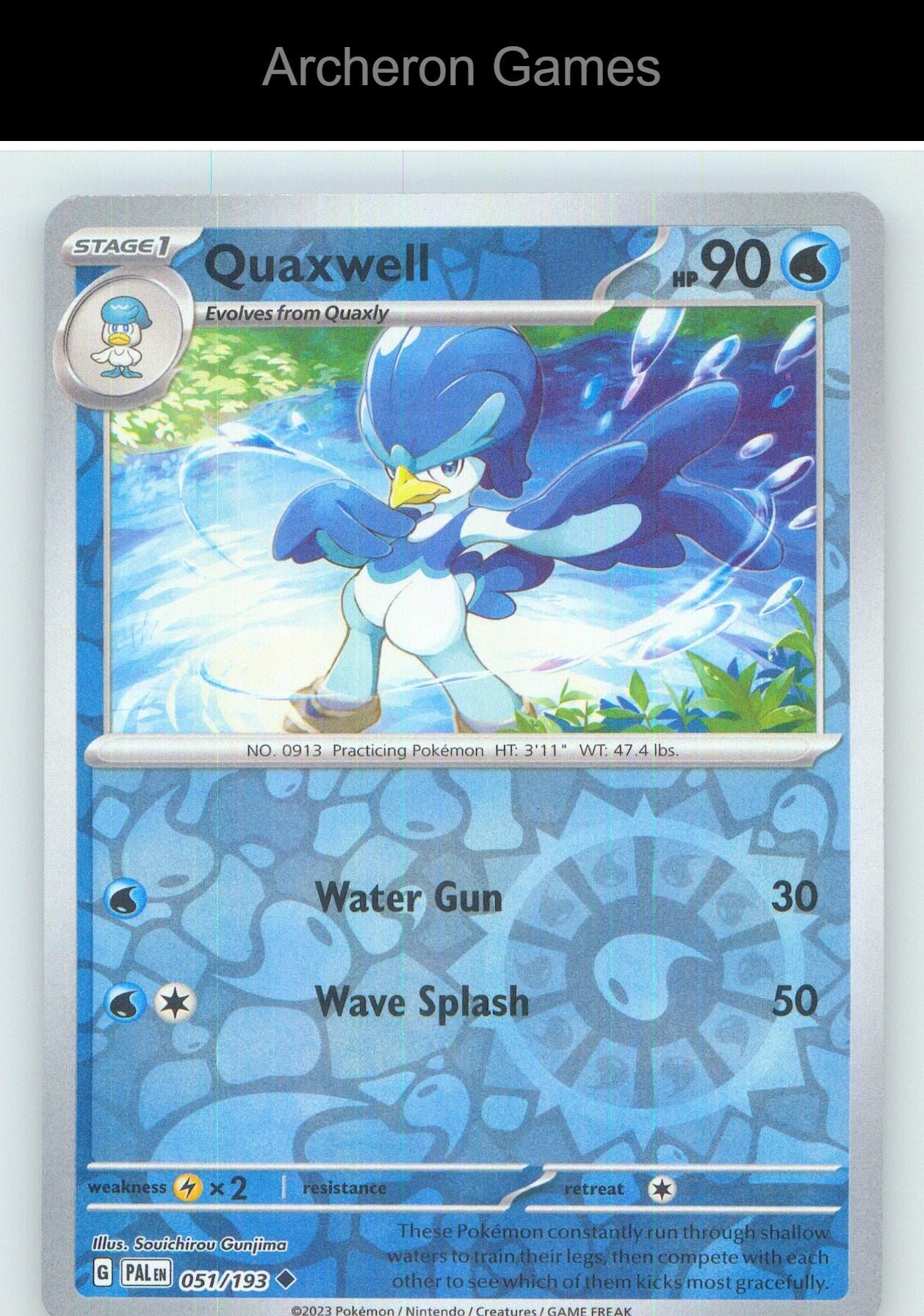 Pokemon Card Quaxwell PAL 051/193 UC Paldea Evolved Reverse Holo
