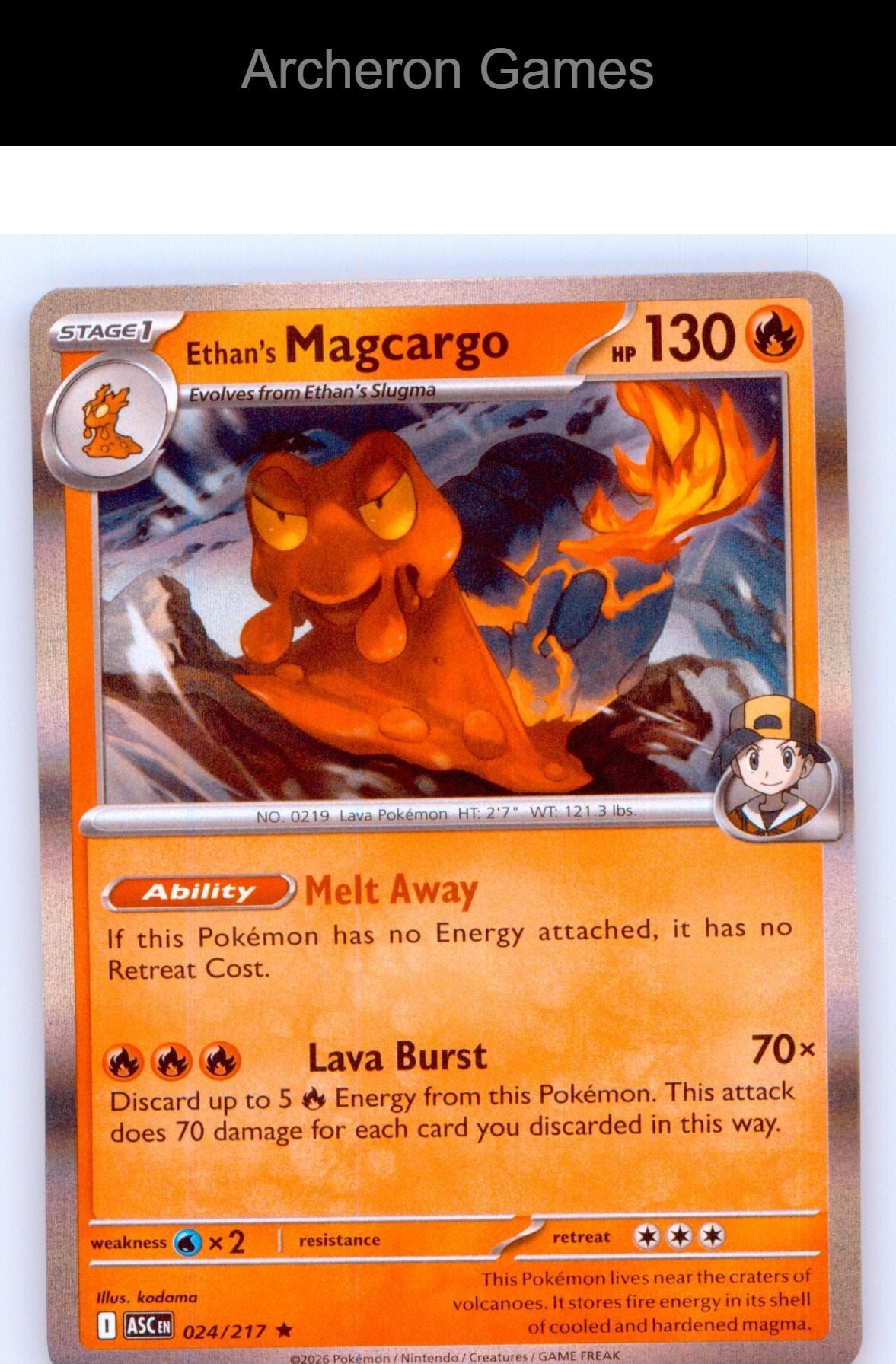 Pokemon Card Ethan's Magcargo ASC 024/217 R Ascended Heroes Holo