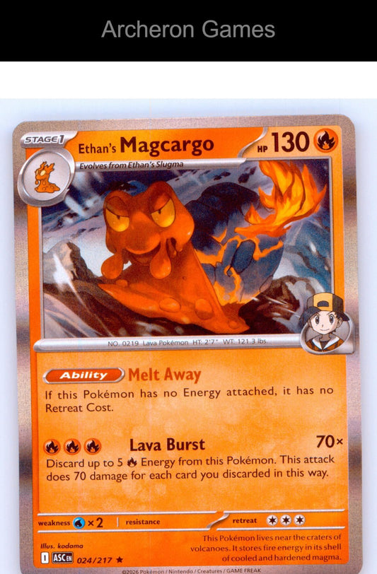 Pokemon Card Ethan's Magcargo ASC 024/217 R Ascended Heroes Holo
