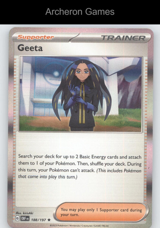Pokemon Card Geeta OBF 188/197 R Obsidian Flames Holo