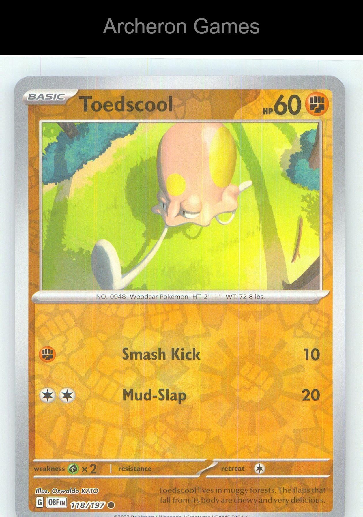 Pokemon Card Toedscool OBF 118/197 C Obsidian Flames Reverse Holo