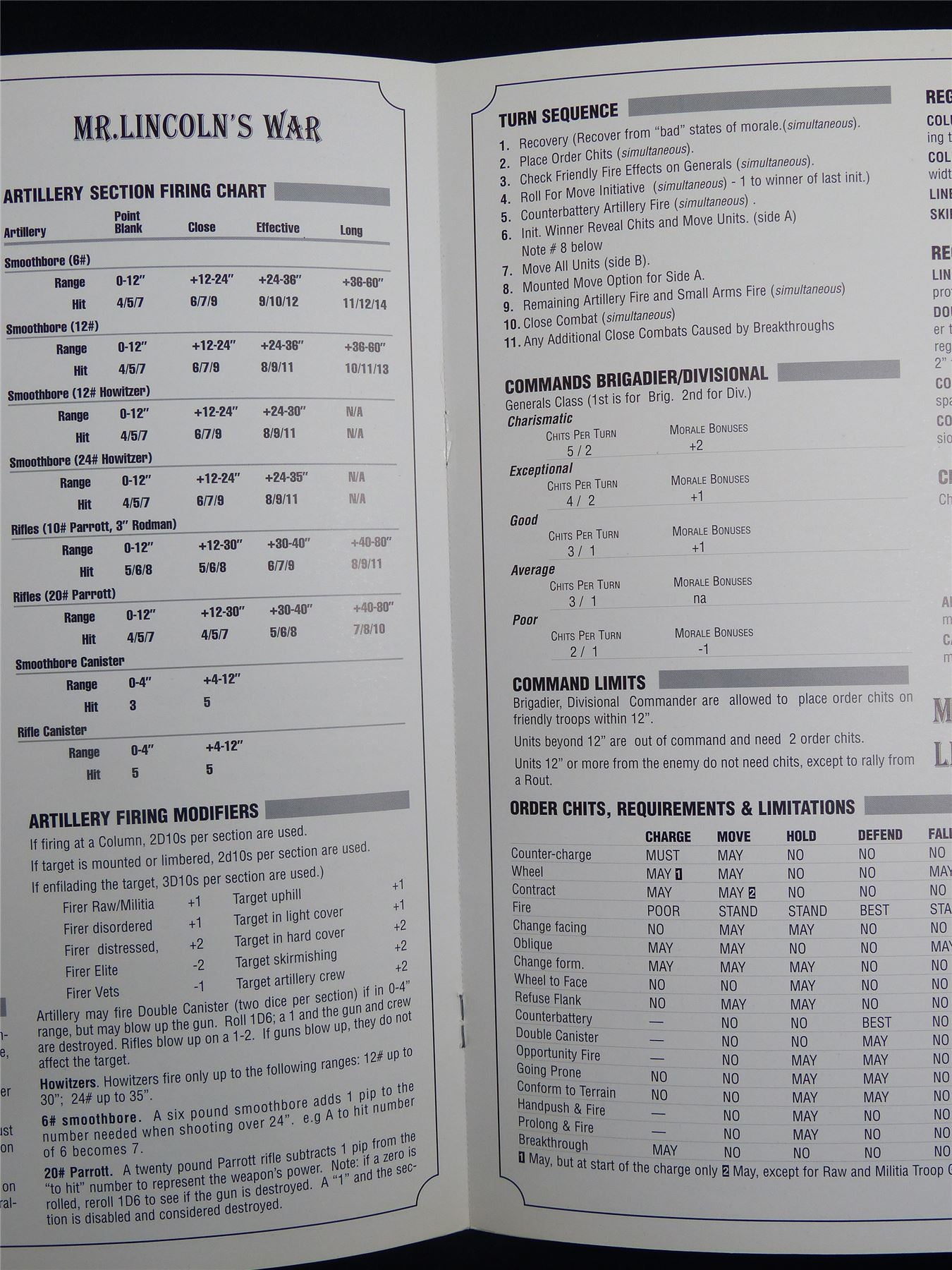 Mr Lincoln's War: Regimental Combat in the American Civil War - Miniatures Rulebooklet #2SE