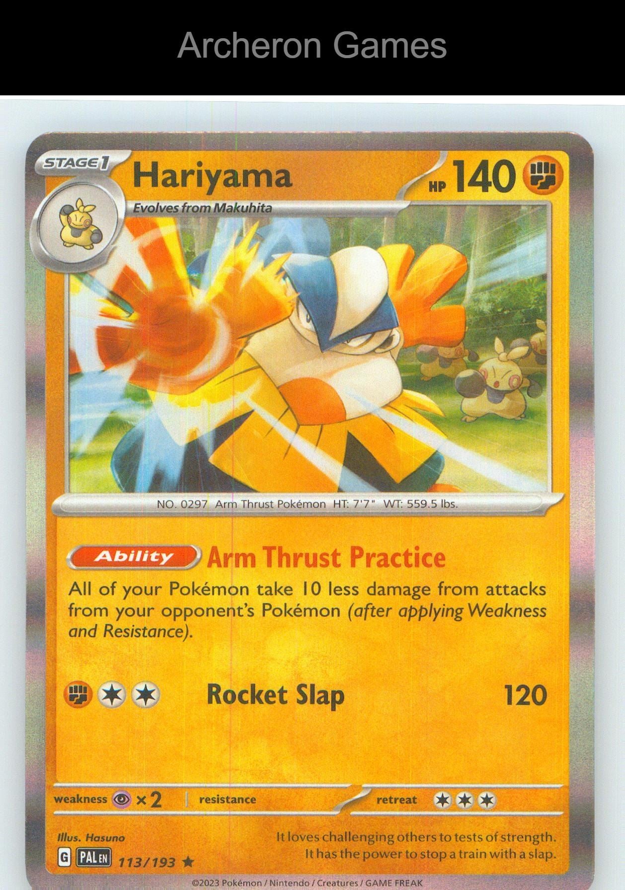 Pokemon Card Hariyama PAL 113/193 R Paldea Evolved Holo