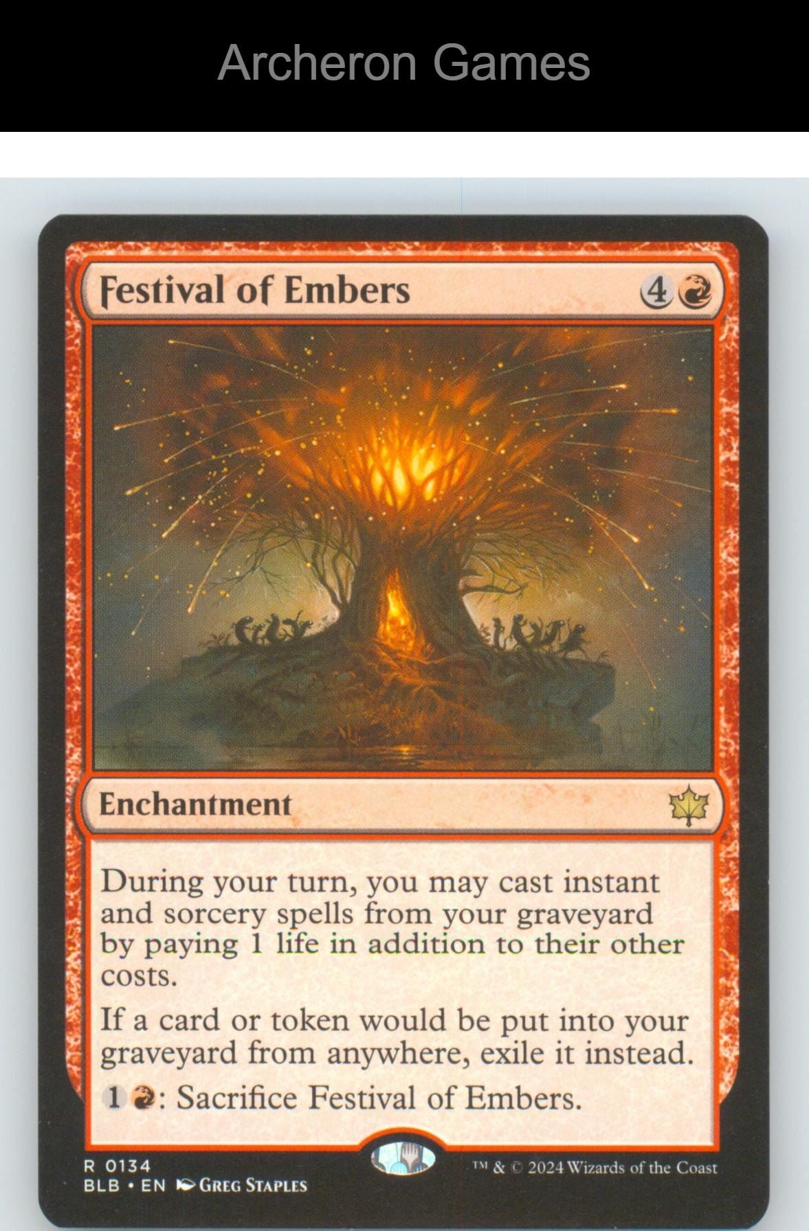 Festival of Embers BLB 134 R MTG Card NM/EX+