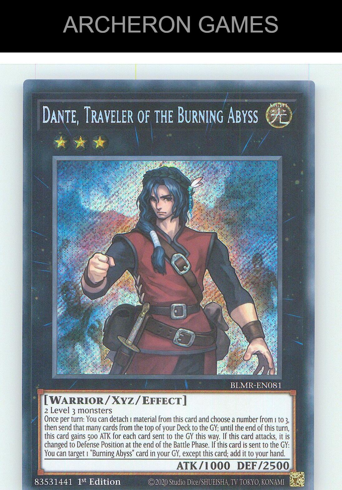 Dante, Traveler of the Burning Abyss SEC YUGIOH Card 1st Edition