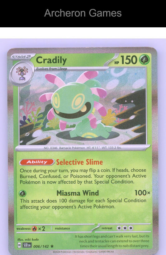 Pokemon Card Cradily SCR 6/142 R Stellar Crown Reverse Holo