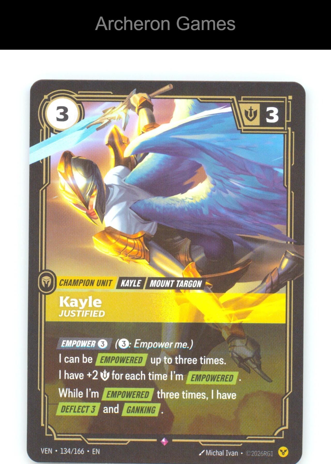 Kayle - Justified VEN 134/166 R Vendetta Riftbound Card Foil