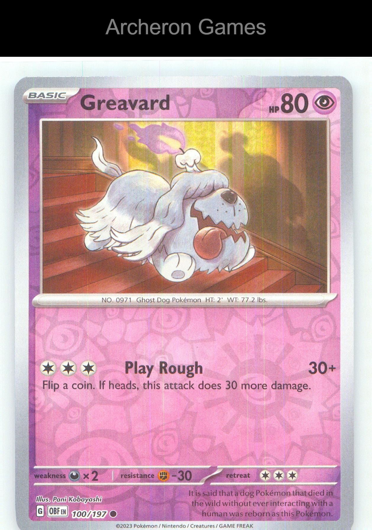Pokemon Card Greavard OBF 100/197 C Obsidian Flames Reverse Holo