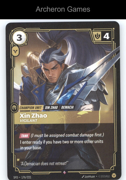 Xin Zhao - Vigilant SFD 176/221 R  Card Spiritforged
