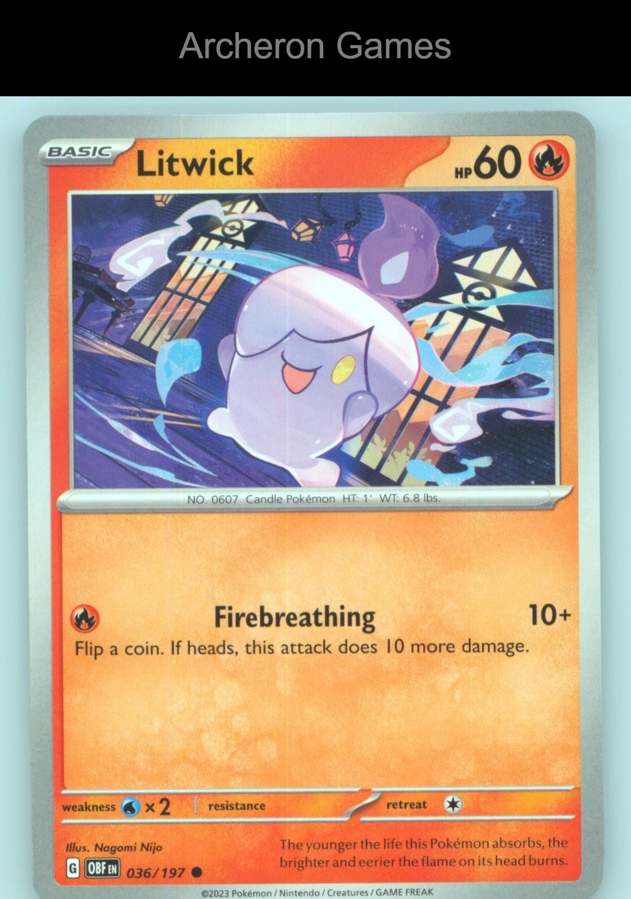 Pokemon Card Litwick OBF 036/197 C Obsidian Flames