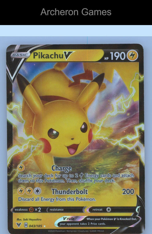 Pokemon Card Pikachu V VIV 043/185 HOLO V Rare Vivid Voltage