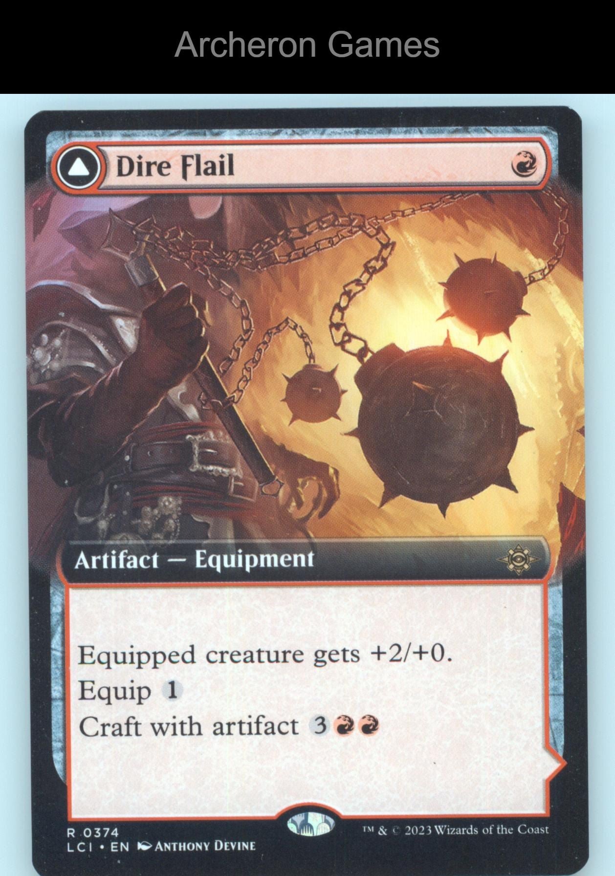 Dire Flail (Extended Art) 374 R MTG Card The Lost Caverns of Ixalan