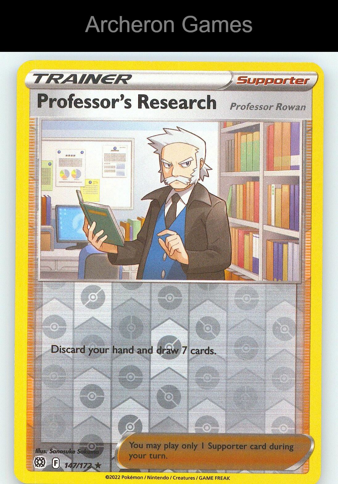 Pokemon Card Professor's Research BRS 147/172 R Brilliant Stars Reverse Holo