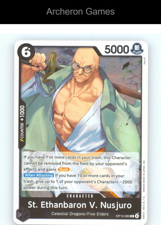 St. Ethanbaron V. Nusjuro OP13-080 R One Piece Card NM/EX+ Foil