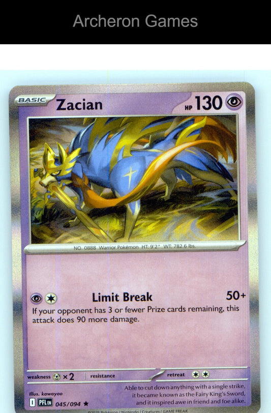 Pokemon Card Zacian PFL 045/094 R Phantasmal Flames Holo