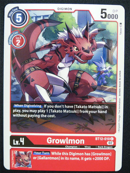 Growlmon BT12-010 - Digimon Card #OH