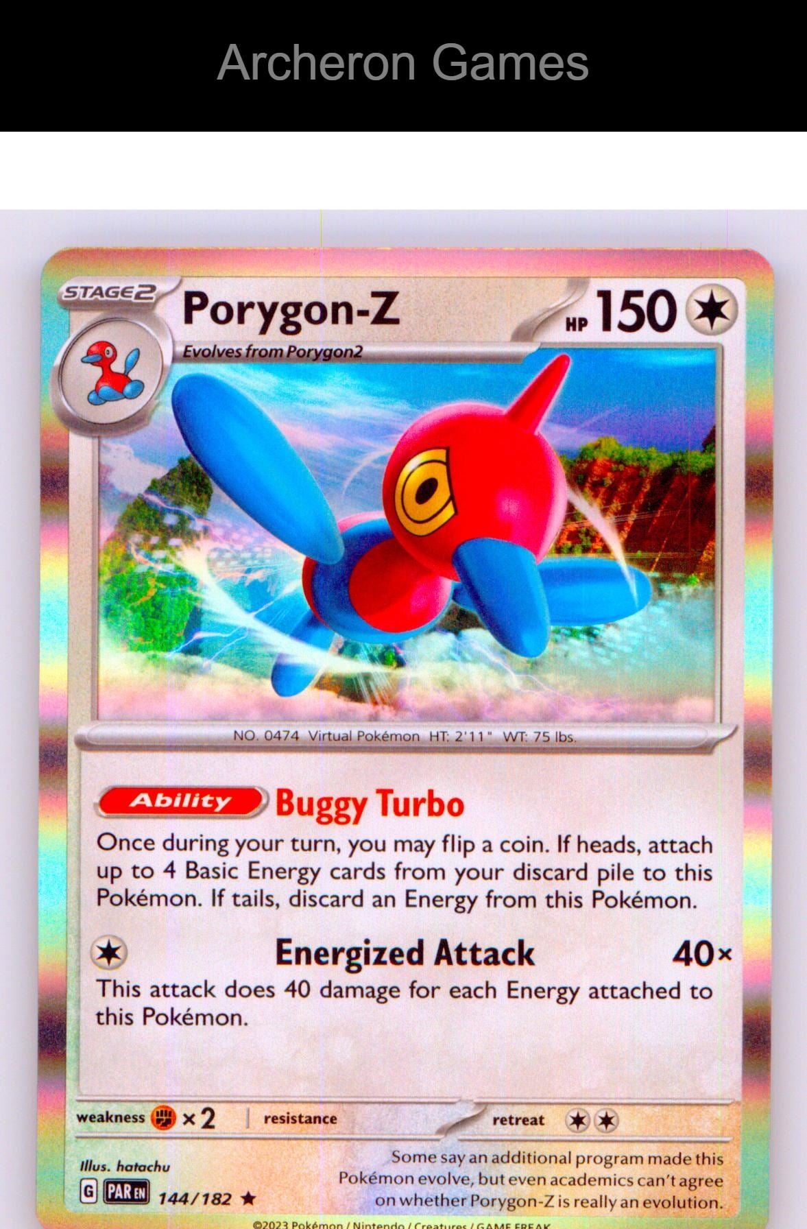 Pokemon Card Porygon-Z PAR 144/182 R Paradox Rift Holo