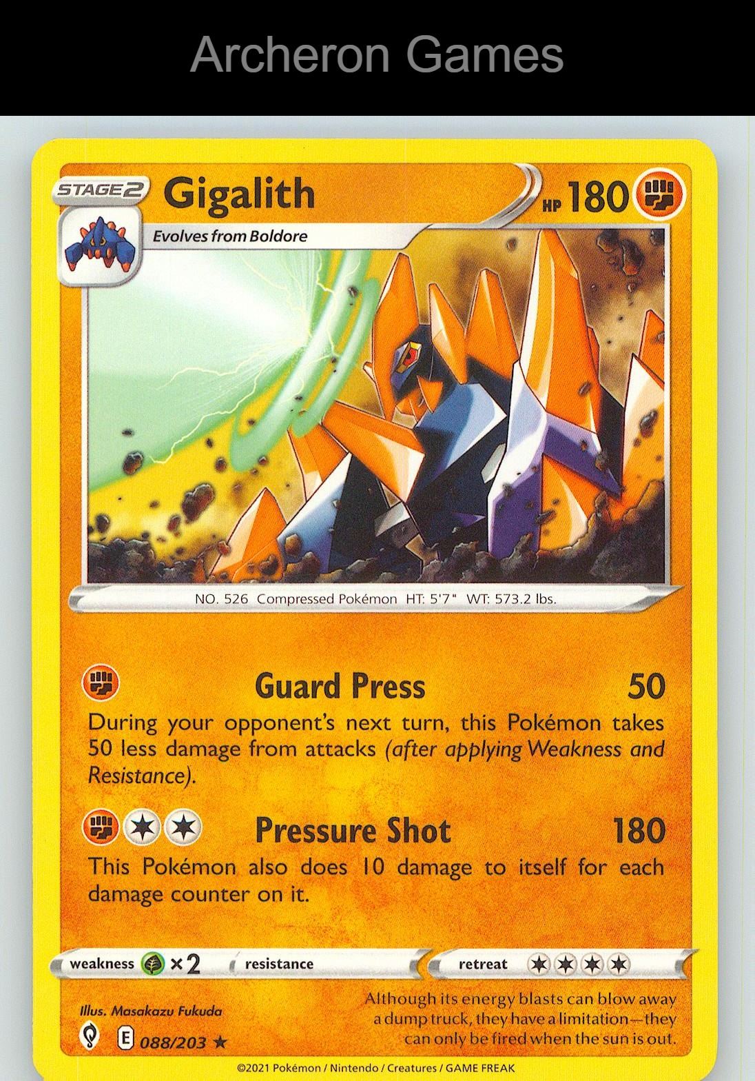 Pokemon Card Gigalith EVS 088/203 R Evolving Skies