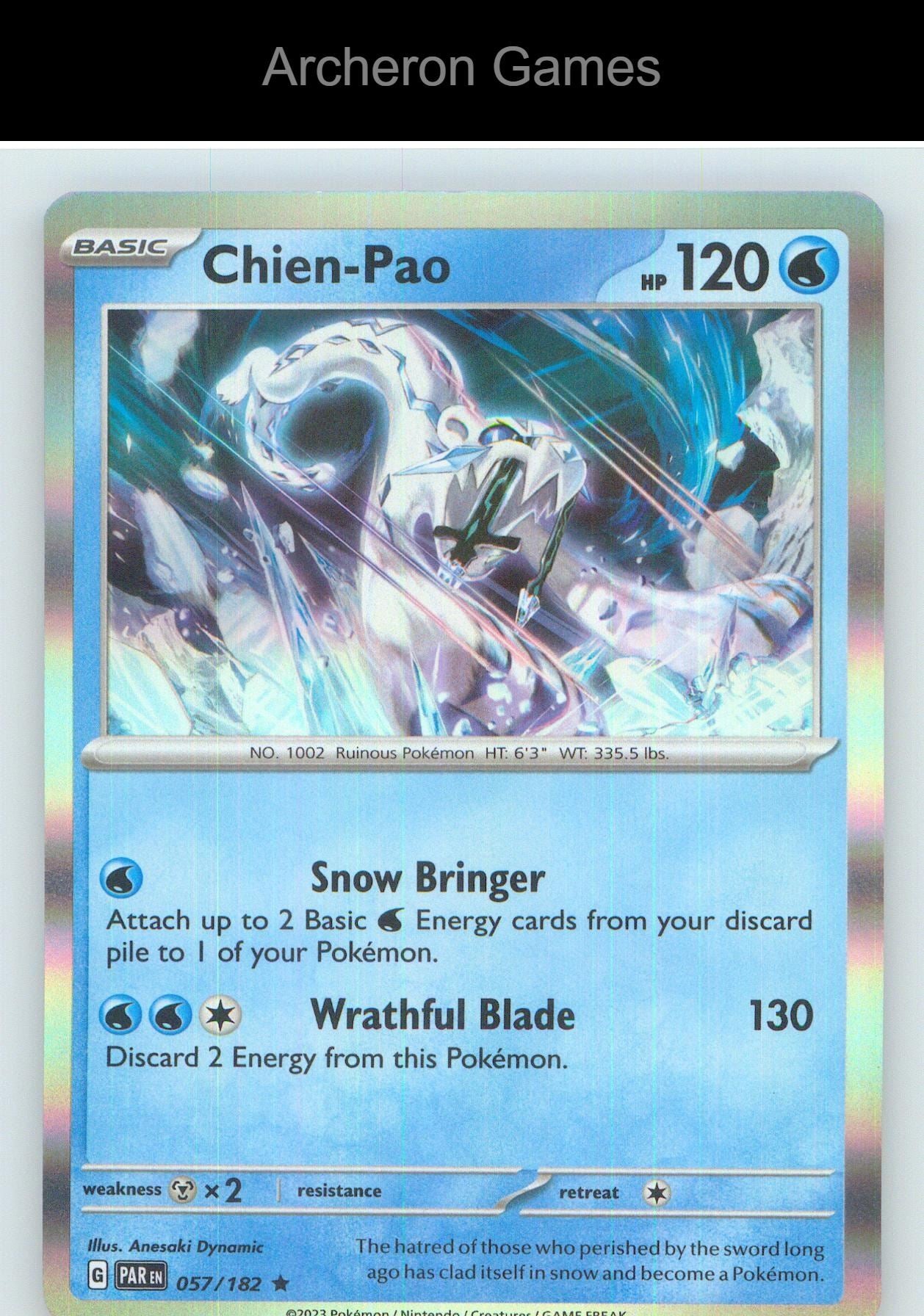 Pokemon Card Chien-Pao PAR 057/182 R Paradox Rift Holo